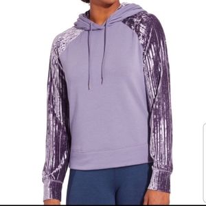 Calia Effortless Ribbed Velvet Purple Hoodie